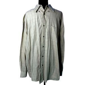 Ashworth Mens Green Striped Golf Long Sleeve Shirt Sz L Performance Activewear